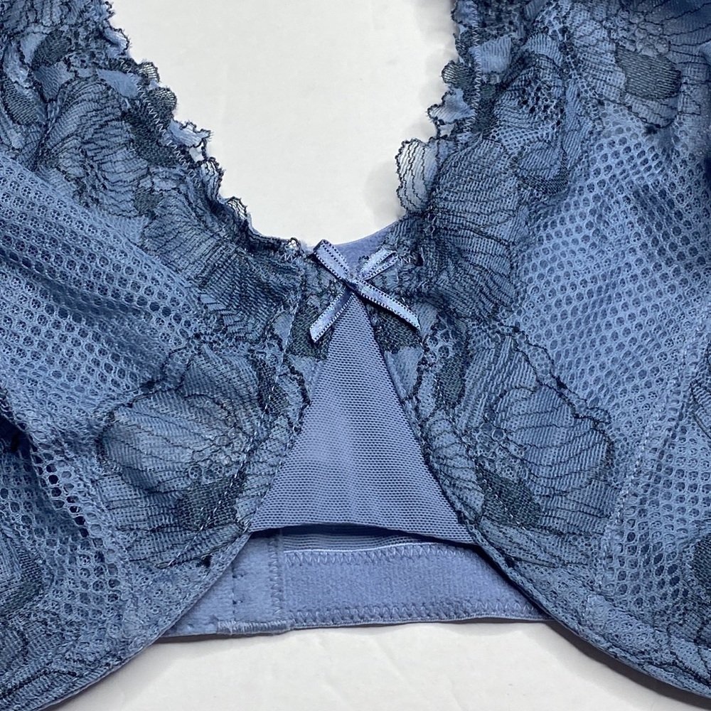 50D blue lace unlined full coverage underwire bra NWT Lane Bryant bra 50 D - Picture 3 of 9
